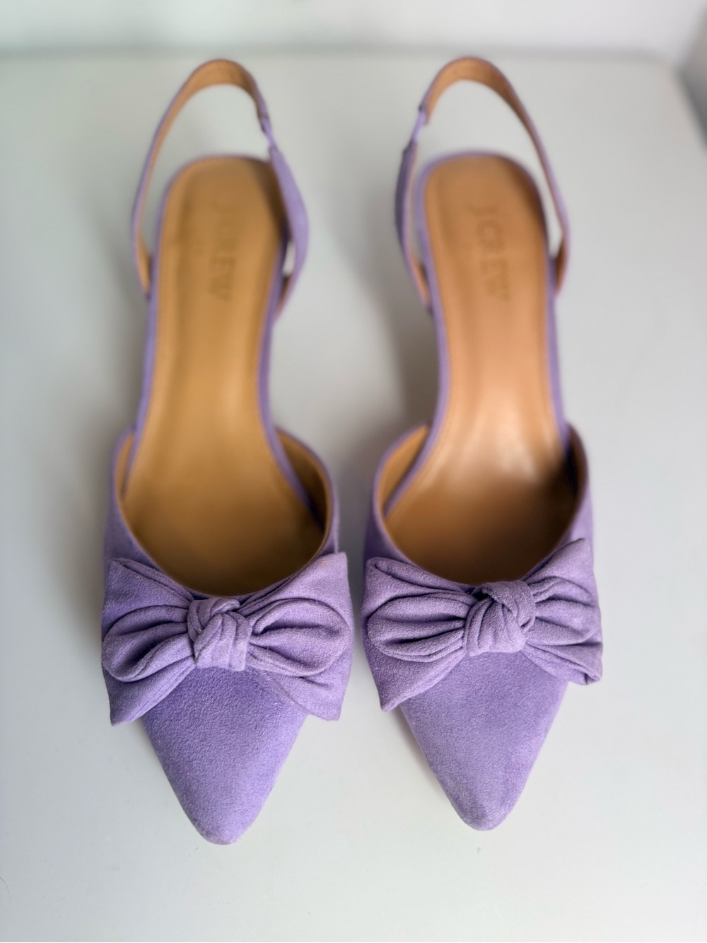 J. Crew Lavender Sueded Bow Slingback Pumps